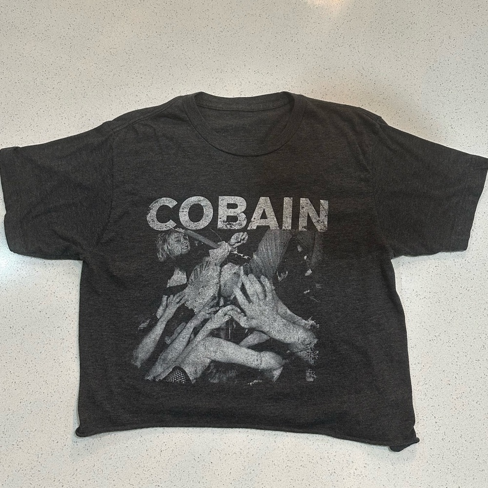 Kurt Cobain Graphic Cropped T-Shirt - Black